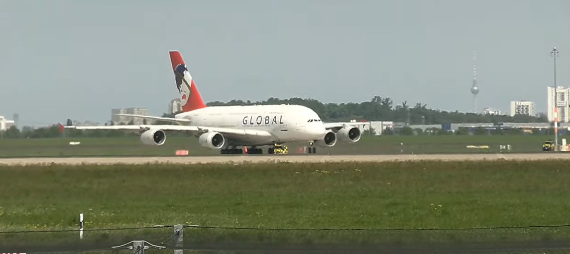 Start in Berlin des A380 von GLOBAL Screeshot © fluggesellschaft.de Mit freundlicher Genehmigung!